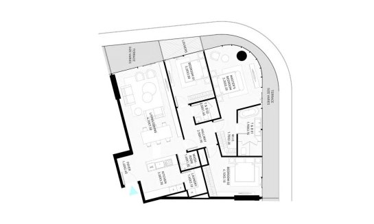 Apartment floor plan, 3 bedrooms in building Tower D of Brabus Island in Al Seef, Abu Dhabi, UAE №597417, Brabus Island No. 11013 (2D)