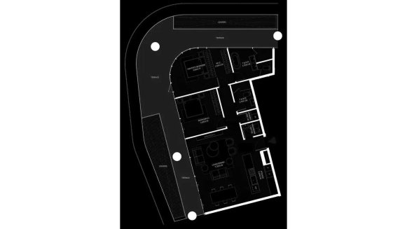 Apartment floor plan, 2 bedrooms in Brabus Island No. 11028 (2D)