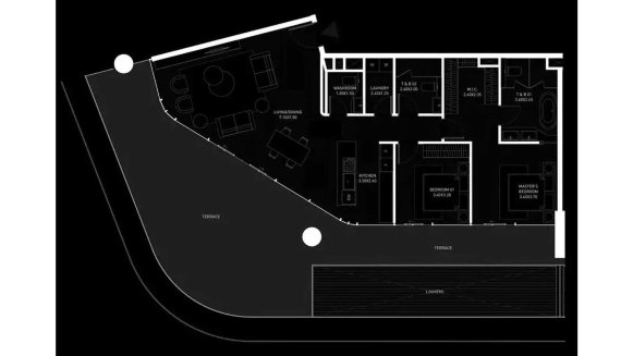 Apartment floor plan, 2 bedrooms in Brabus Island No. 11029 (2D)