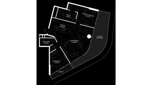 Apartment floor plan, 2 bedrooms in Brabus Island No. 11026 (2D)